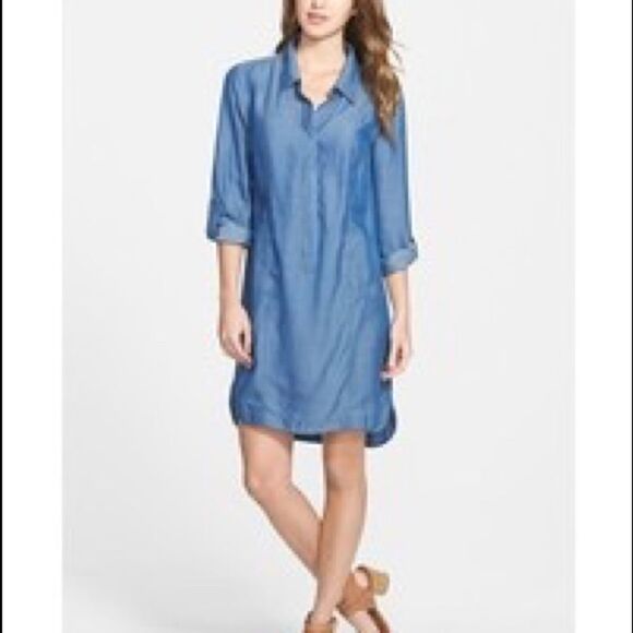 NIC + ZOE Blue Chambray Tunic Dress Shirtdress Coverup S - Picture 6 of 6